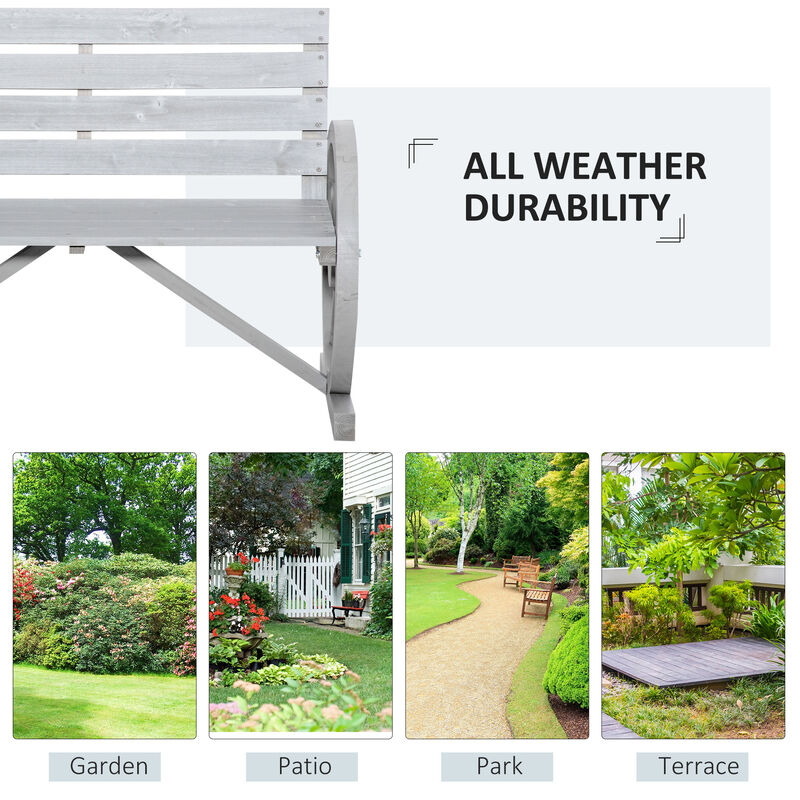 Hivvago Wooden Wagon Wheel Garden Bench image number 5