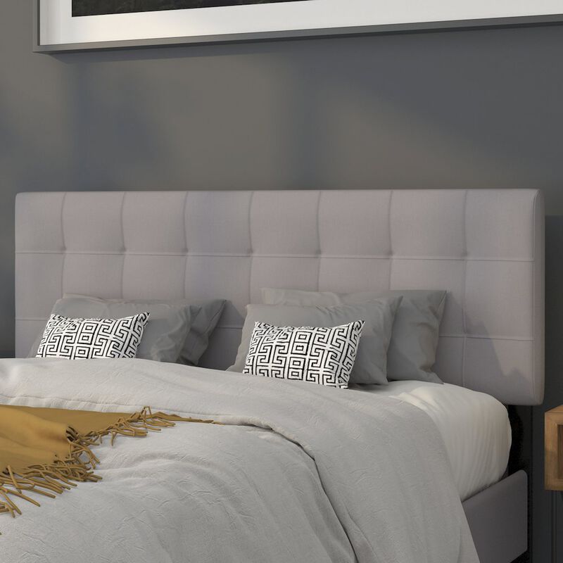 Flash Furniture Tufted Upholstered Queen Size Headboard in Light Gray Fabric image number 5