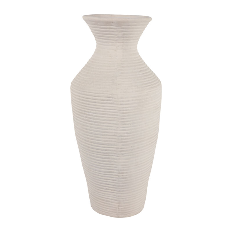 Paper Mache Ribbed Vase, Ivory image number 0