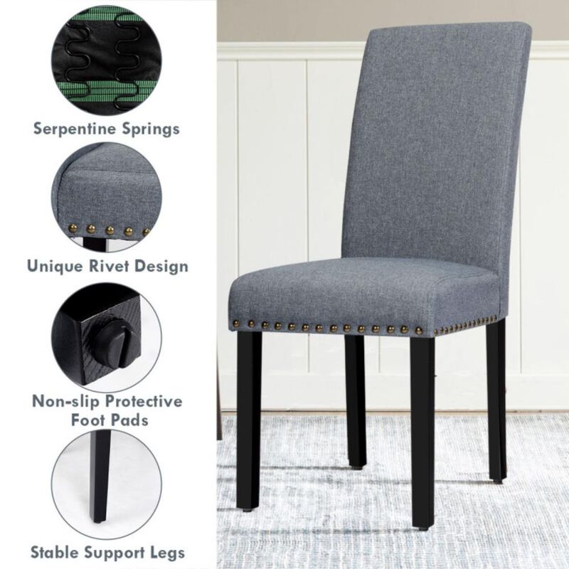 Hivvago Set of 2 Fabric Upholstered Dining Chairs with Nailhead
