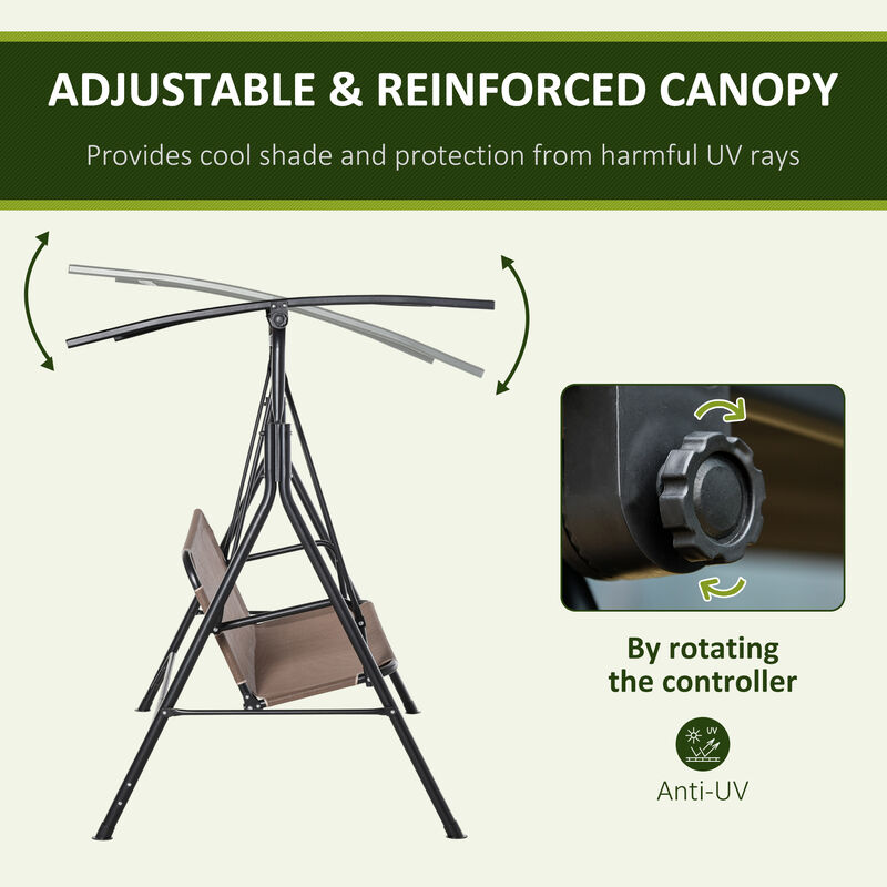 Hivvago 2-Seat Patio Swing with Adjustable Canopy image number 4