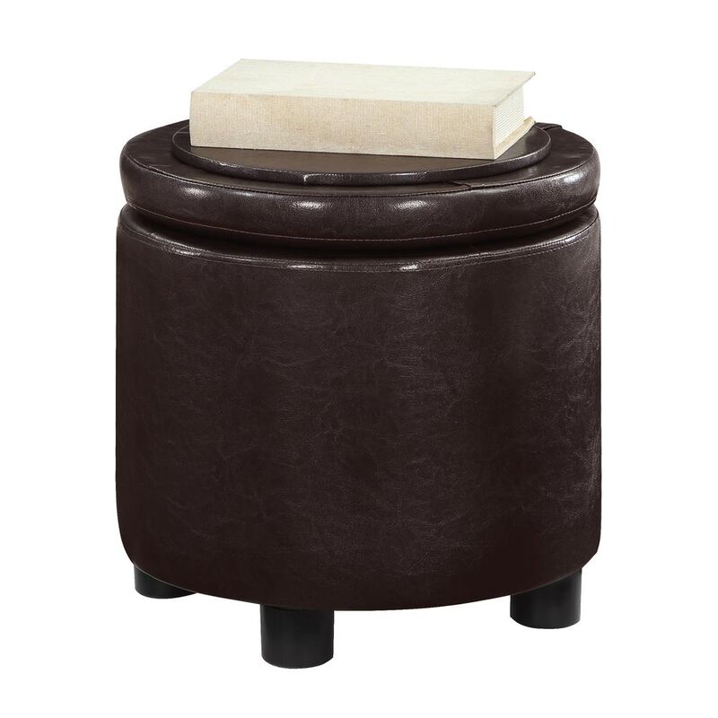 Convience Concept, Inc. Designs 4 Comfort Round Accent Storage Ottoman with Reversible Tray Lid