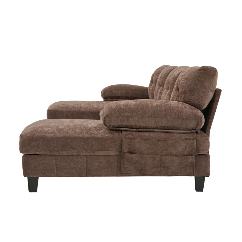 103.5" Chenille U Sectional Couch, Dual Chaise Lounge Sofa