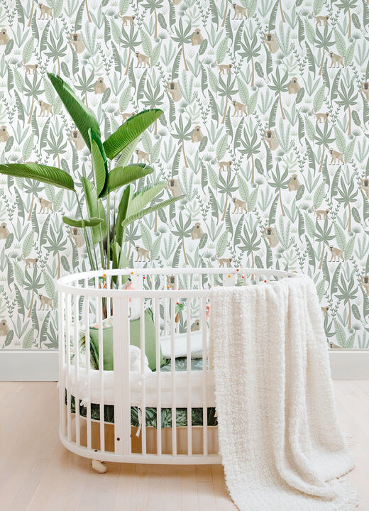Kiki Light Green Monkeys Wallpaper