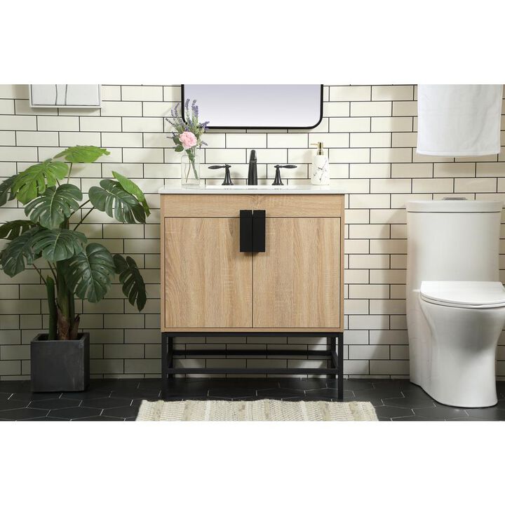 Elegant Kitchen and Bath 30 inch Single bathroom vanity in mango wood