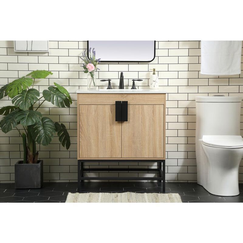 Elegant Kitchen and Bath 30 inch Single bathroom vanity in mango wood
