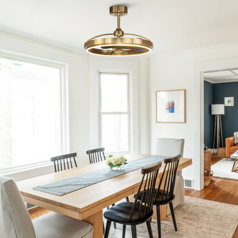 27" Modern Brass LED Ceiling Fan with Remote Control