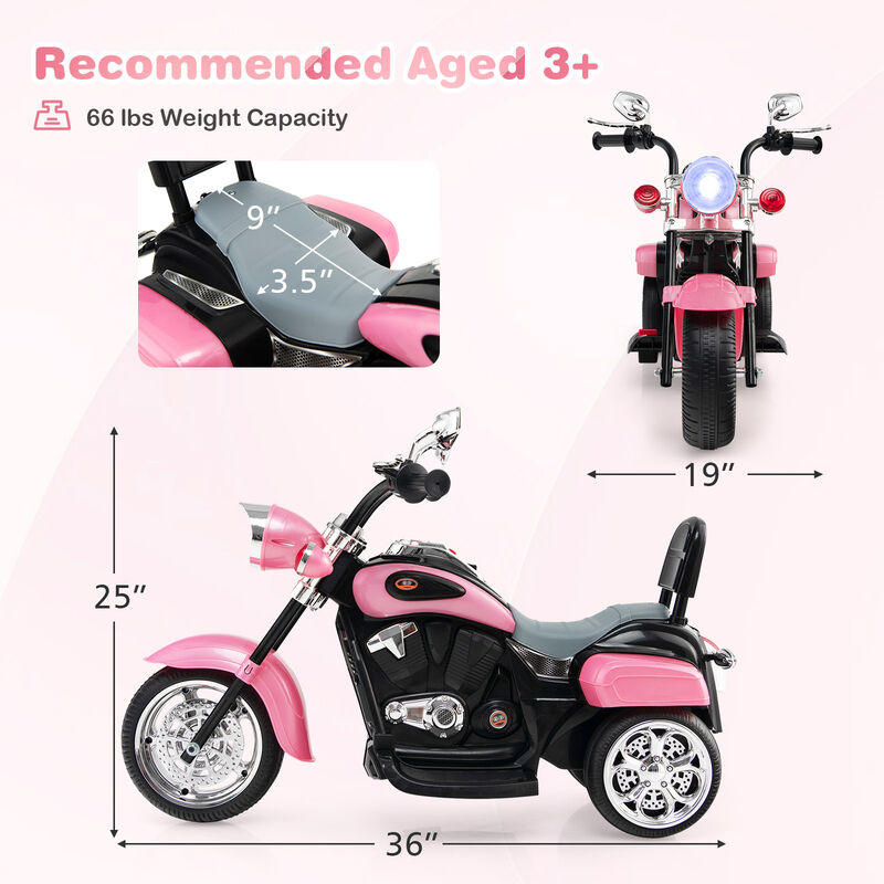 6V Toddler Electric Ride-On Bike with 3 Wheels, Horn and Front Headlight image number 2