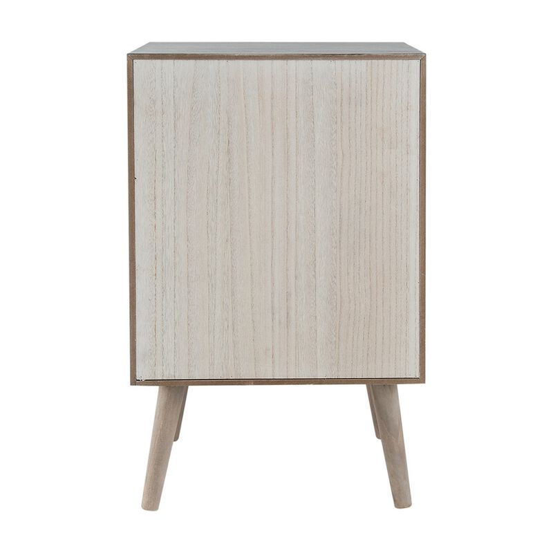 Pia 28 Inch Accent Cabinet, 1 Drawer, Pine Wood, Woven Rattan Door, Brown - Benzara