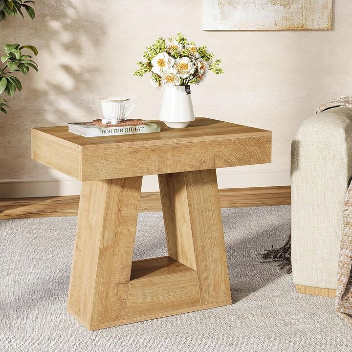 Narrow 2-Tier End Table, Side Table with Trapezoid Base