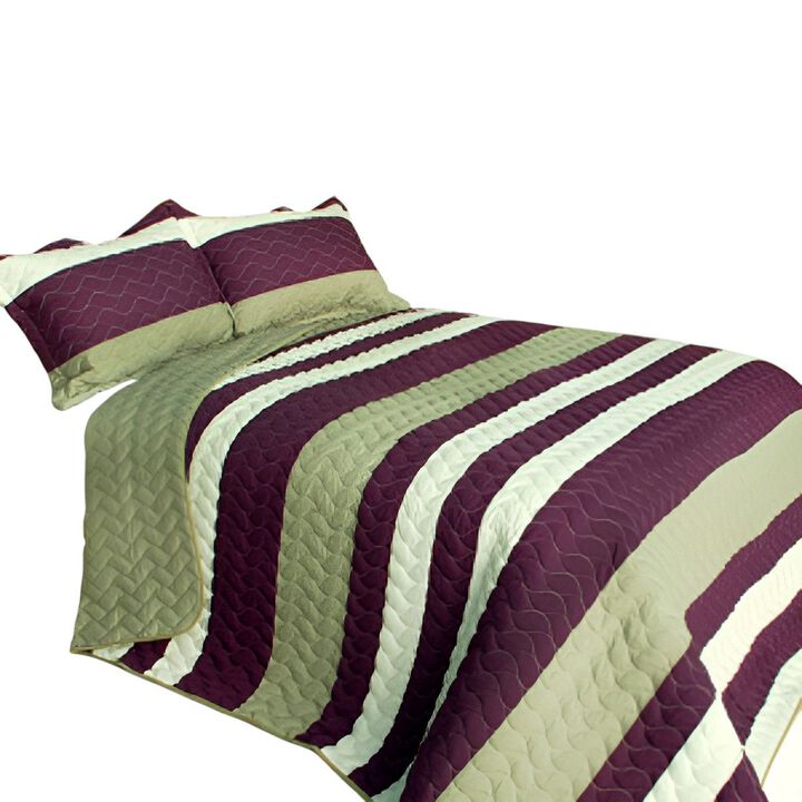 September Affair 3PC Vermicelli Quilted Patchwork Quilt Set Queen Soft Bedding Set