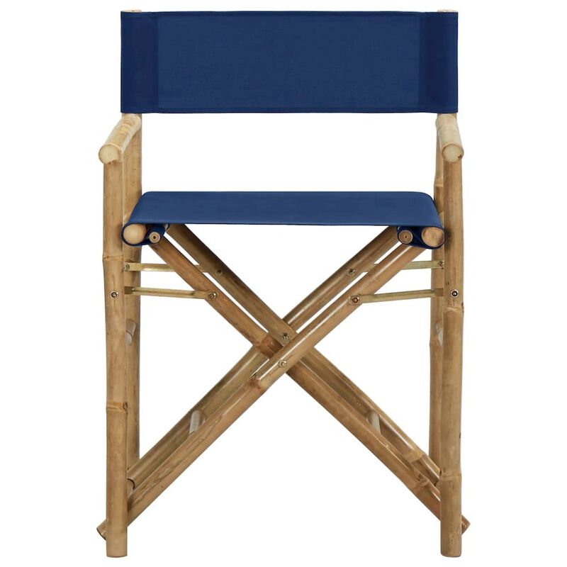 Director's Chair Set of 2 Blue Bamboo Standard Foldable