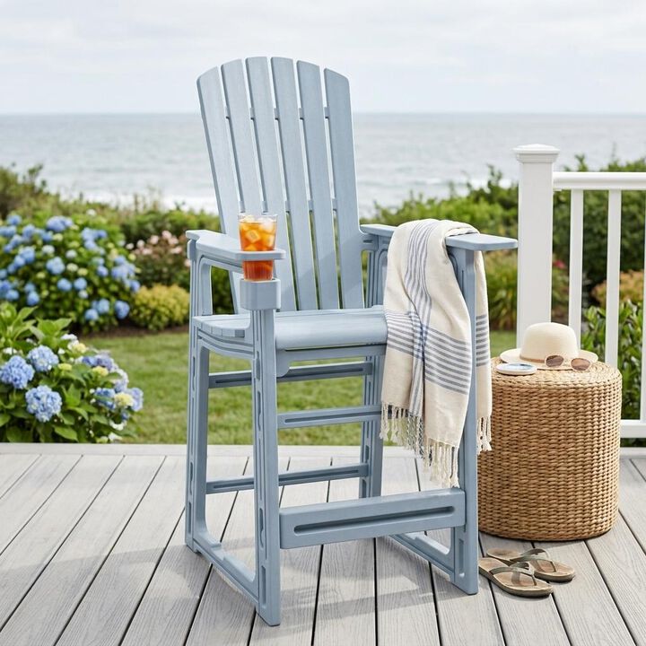 29 Inch Outdoor Counter Height Bar Stool with Backrest and Armrests