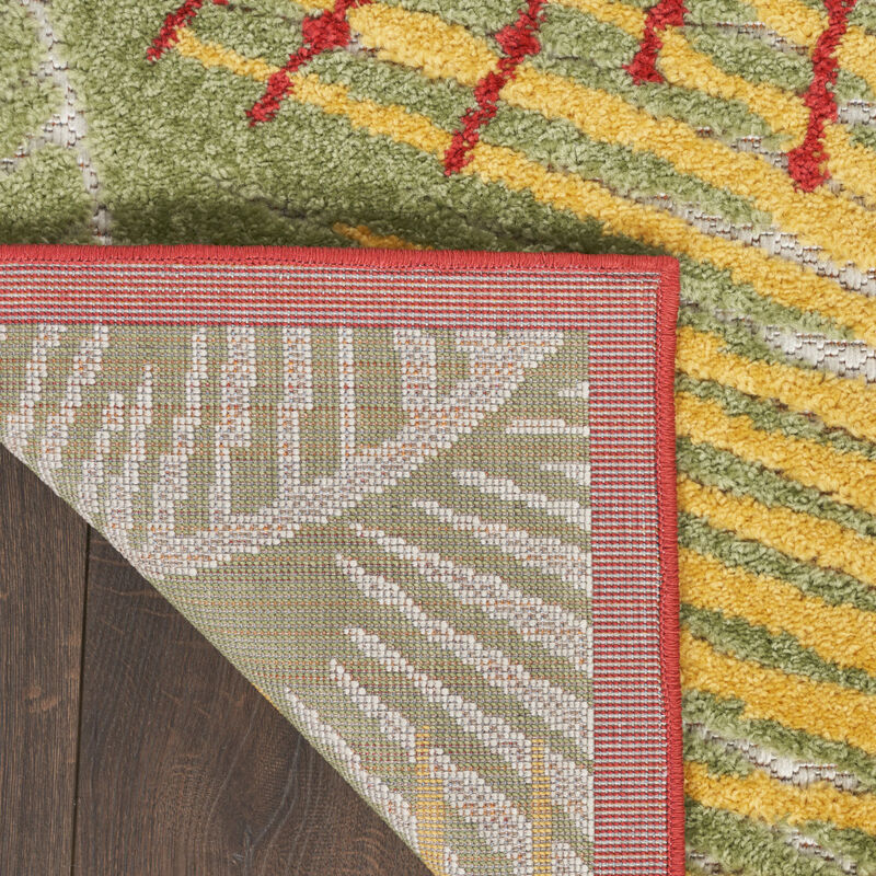 HomeRoots 5' X 7' Orange Yellow Red Blue And Green Palm Leaf Indoor Outdoor Area Rug image number 5