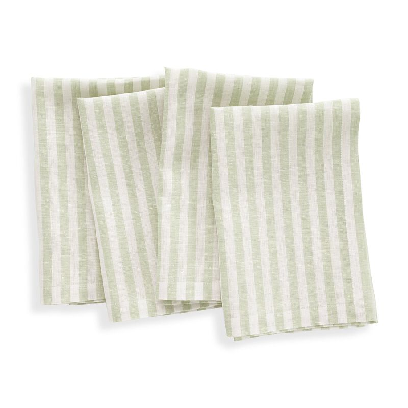 Solino Home Amalfi Stripe 100% Linen Dinner Napkins &ndash; Set of 4, 20 x 20 in, Machine Washable, Holiday and Everyday Dining