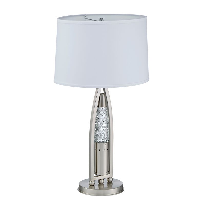 Danie Table Lamp, 4 Way Switch, Clear Glass Tube, Silver Metal 28 Inch