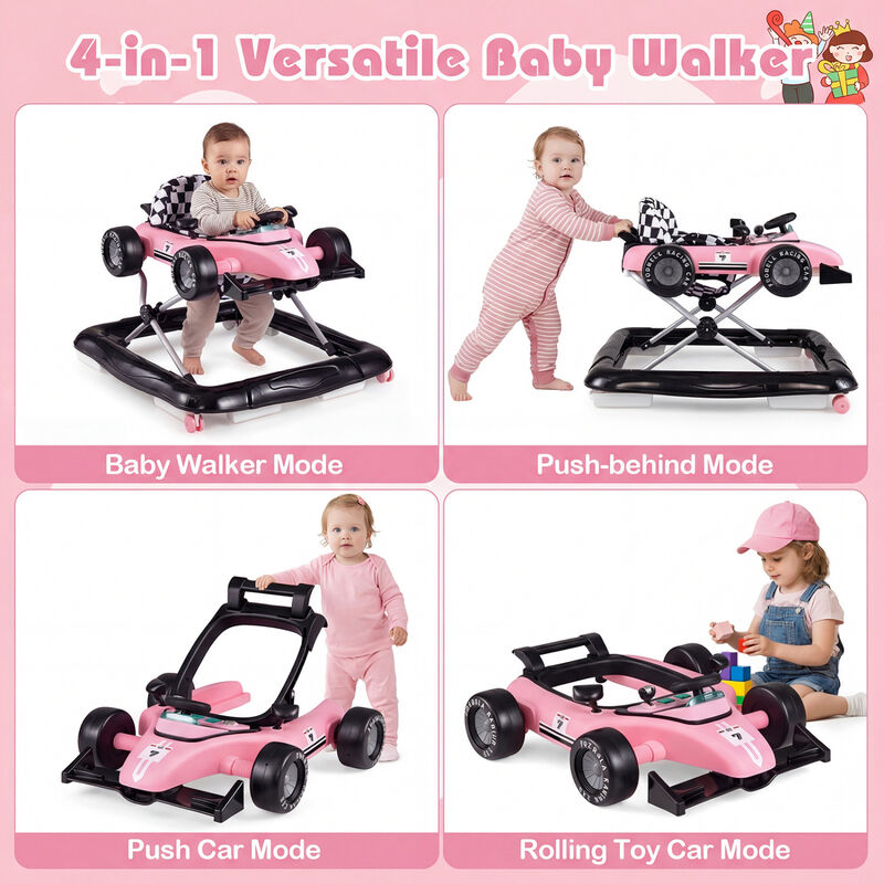 4-in-1 Adjustable Baby Walker with Activity Center and Music Box image number 5
