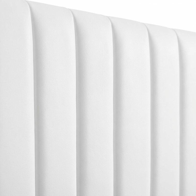 White Faux Leather Headboard with Padded Upholstery and Sturdy Frame image number 1