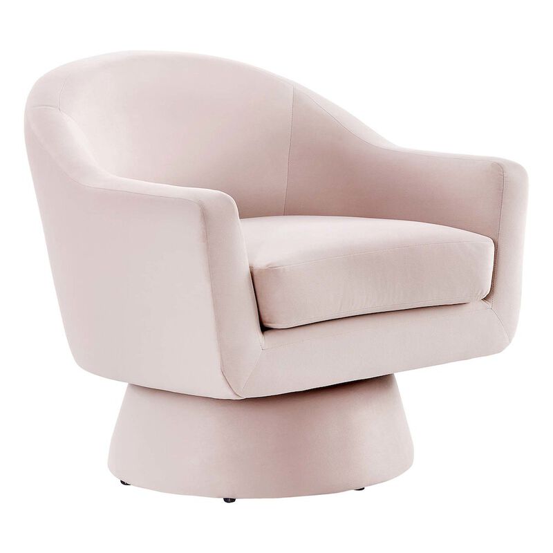 Astral Performance Velvet Fabric and Wood Swivel Chair image number 0