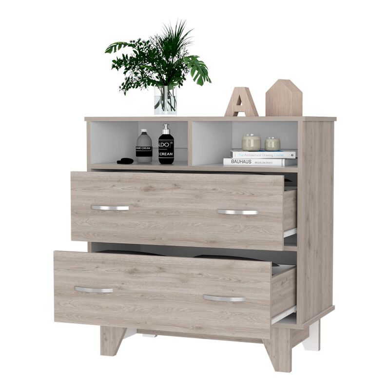 Double Drawer Dresser Arabi, Bedroom, Light Gray / White