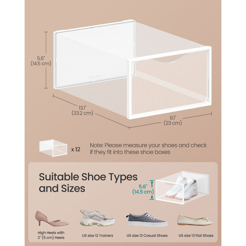 Stackable Clear Shoe Boxes Set of 12 with Doors Shoe Organizer image number 2
