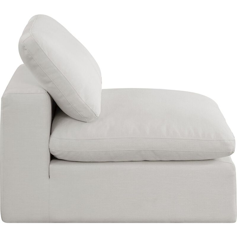 Meridian Furniture Comfy Cream Linen Textured Fabric Modular Armless Chair
