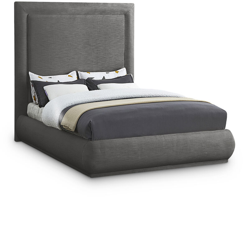 Meridian Furniture Brooke Grey Linen Textured Fabric King Bed image number 0