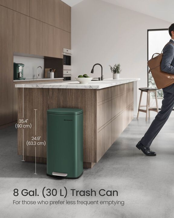 8 Gallon Step-On Trash Can – Waste Bin with Inner Bucket, Ideal for Kitchen, Pantry, or Breakroom