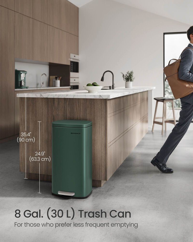 8 Gallon Step-On Trash Can &ndash; Waste Bin with Inner Bucket, Ideal for Kitchen, Pantry, or Breakroom