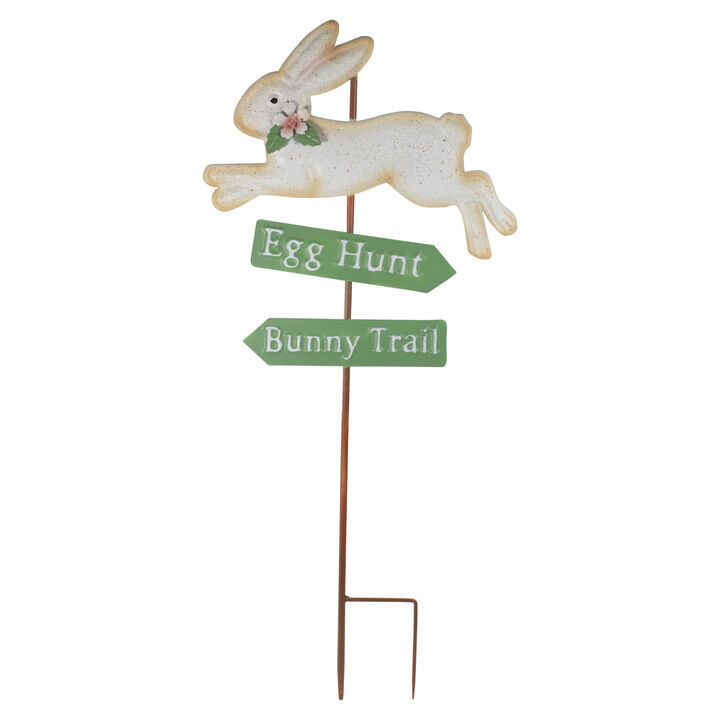 25.5" Easter Egg Hunt and Bunny Trail Outdoor Metal Spring Yard Stake