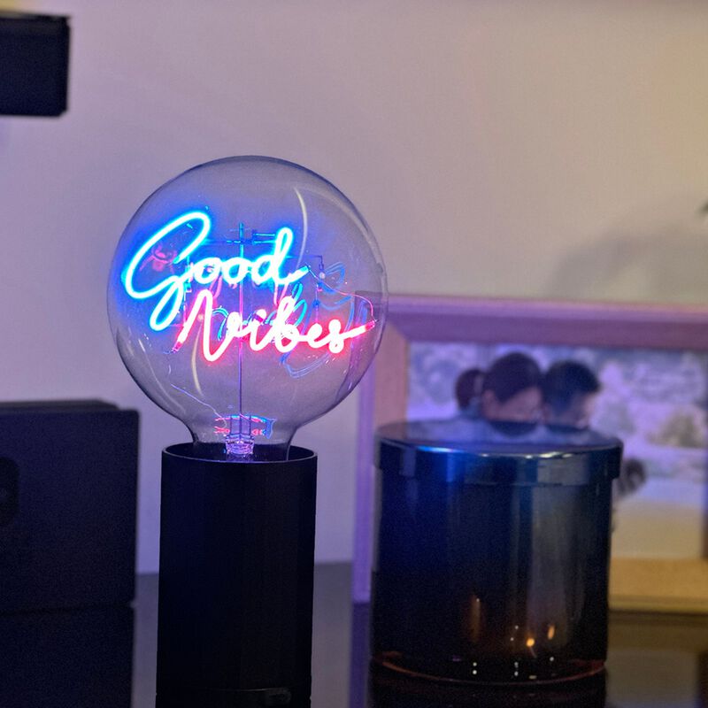 Bulb GOOD VIBES Blue/ Red with Base Table Lamp PORTABLE Pop image number 4