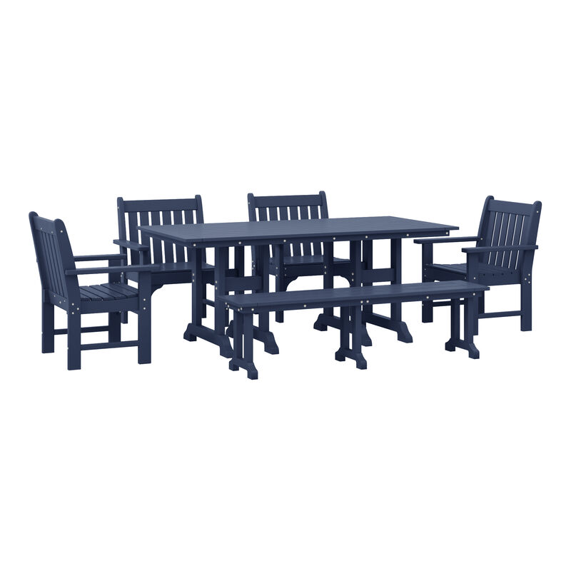 WestinTrends 6-Piece HDPE Outdoor Rectangle Dining Patio Table and Chairs Set