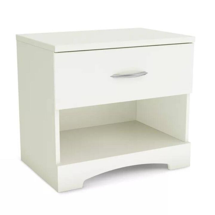 Hivvago Modern 1 Drawer Nightstand End Side Table Storage in White
