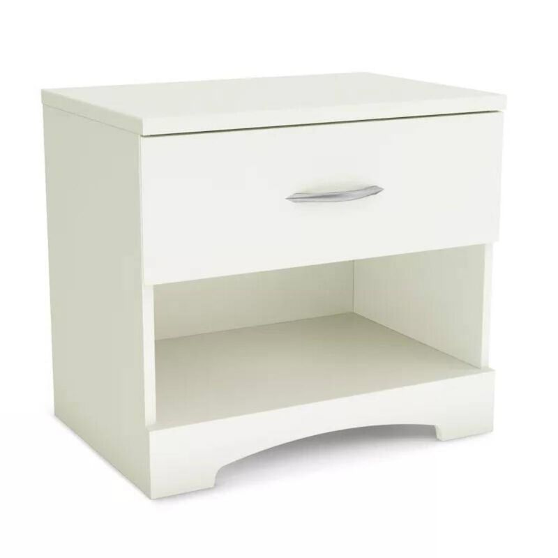 Hivvago Modern 1 Drawer Nightstand End Side Table Storage in White