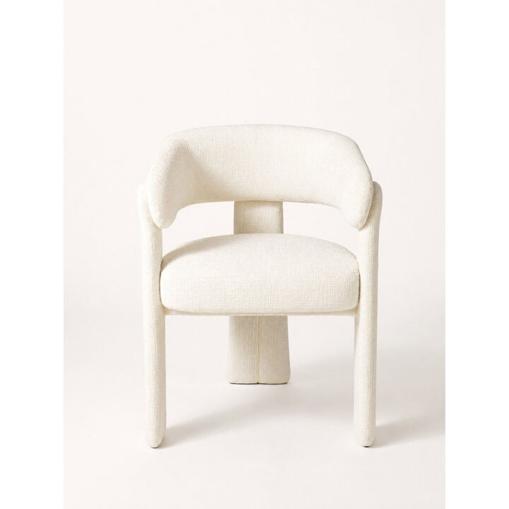 2-Piece Modern Upholstered Barrel Dining Chair Set, Curved Open-Back Accent Chairs with Fully Upholstered Frame, White (Set of 2)