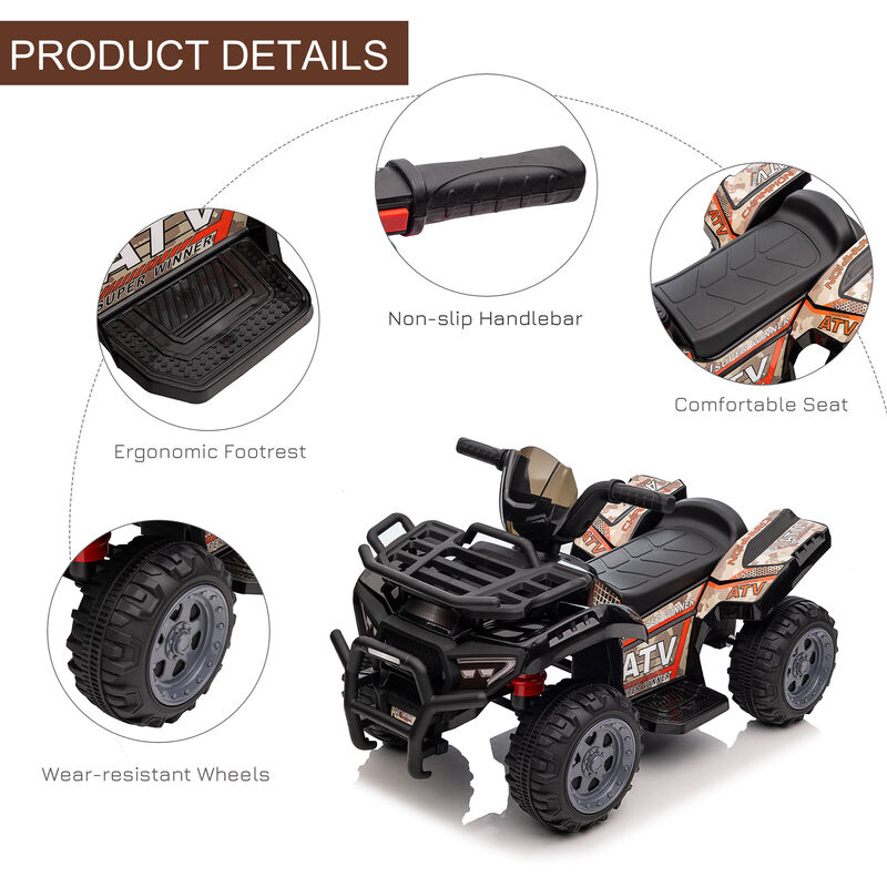 BreeBe 6V Battery Powered Electric ATV, Quad Four Wheeler Ride On Toy Car w/ LED Headlights image number 4
