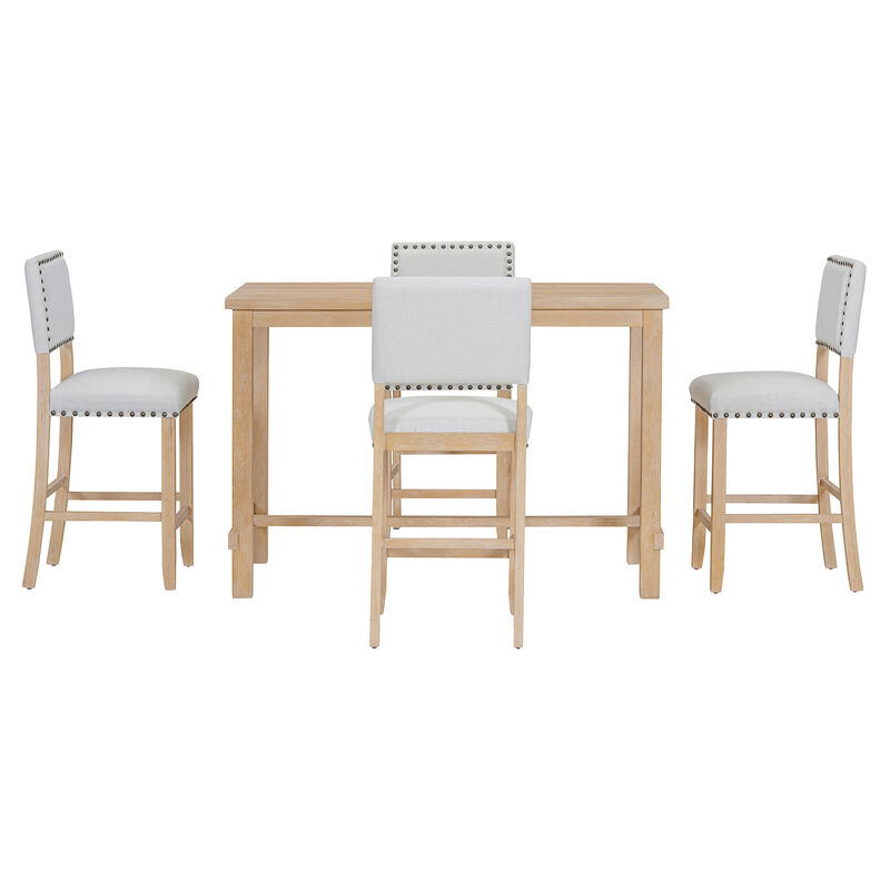 Whisen 5-Piece Counter Height Dining Set with Classic Elegant Table and 4 Chairs - Espresso