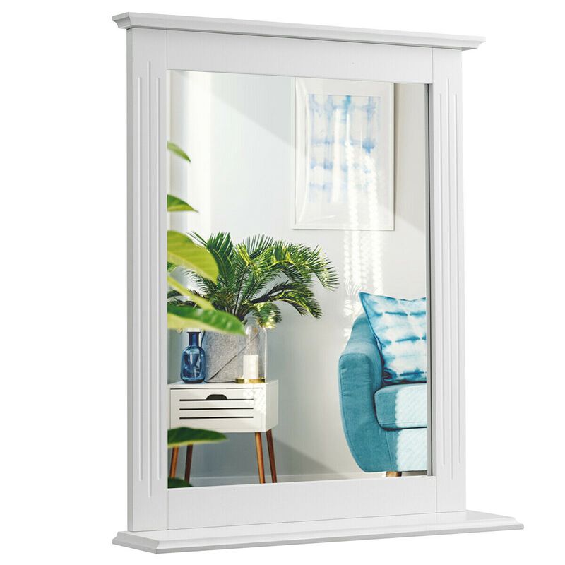 Wall-Mounted Vanity Mirror with Shelf – Multipurpose Bathroom & Bedroom