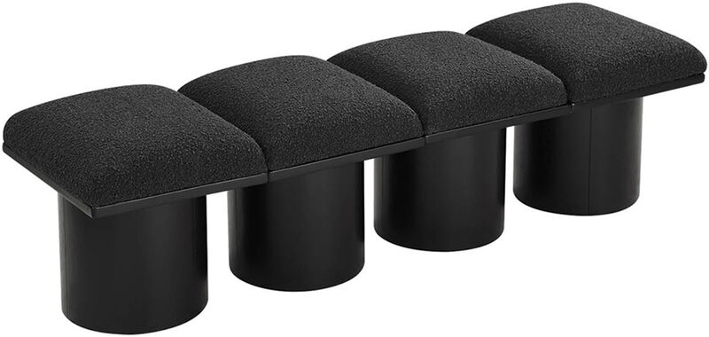 Meridian Furniture Pavilion Black Boucle Fabric Bench