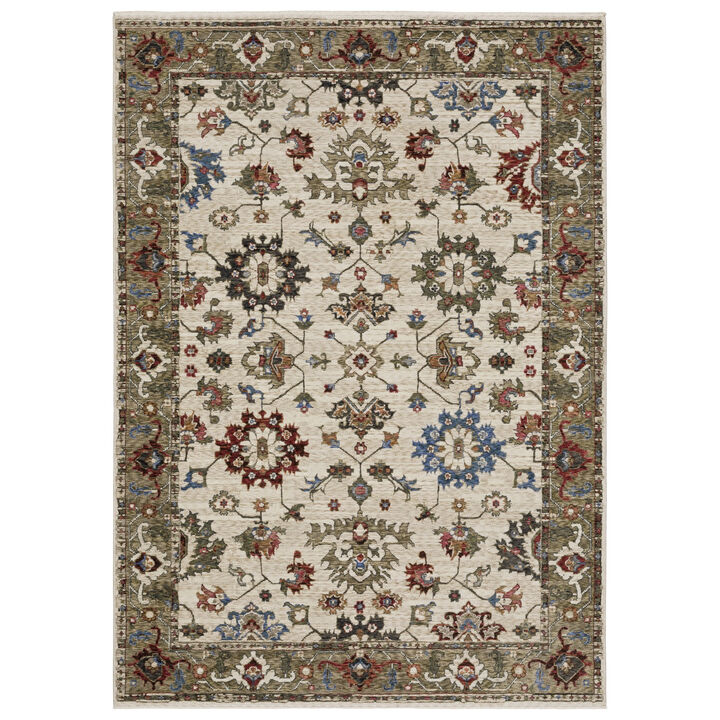 HomeRoots Oriental Area Rug With Fringe