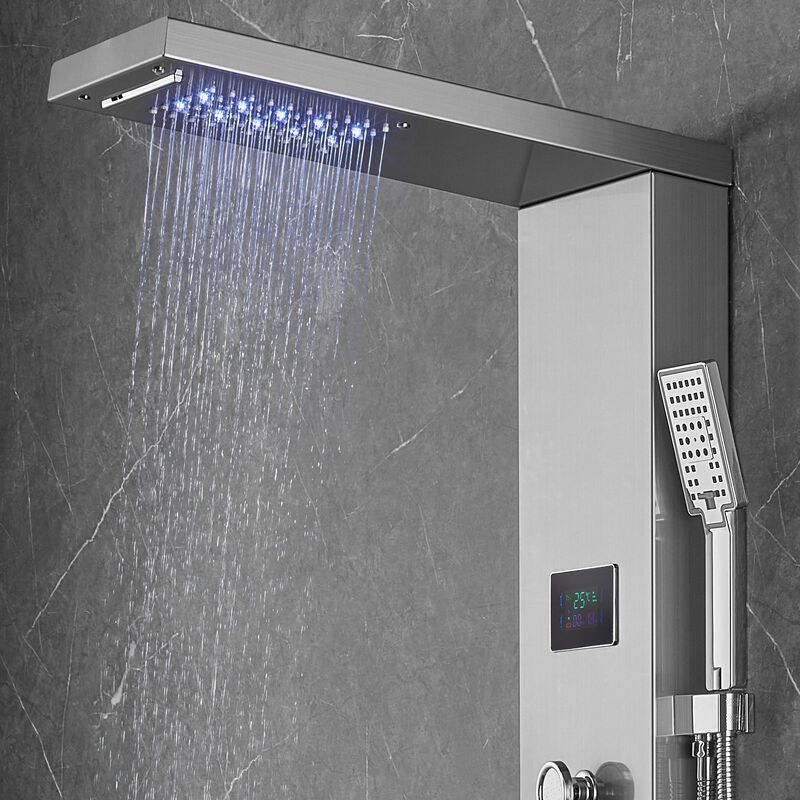 LED Hydro Shower Panel with 6 Modes, 8 Massage Jets, Tub Spout, Handheld Shower-Silver image number 8