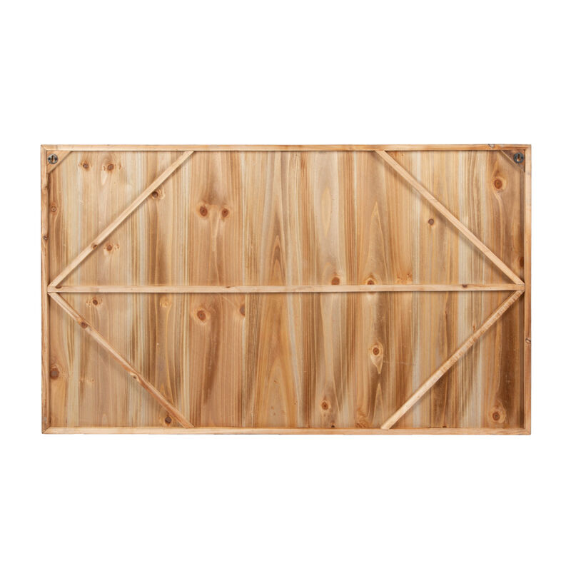 Wide Wood Framed Wall D&eacute;cor with Raised Metal Paddles, Brown Finish image number 3