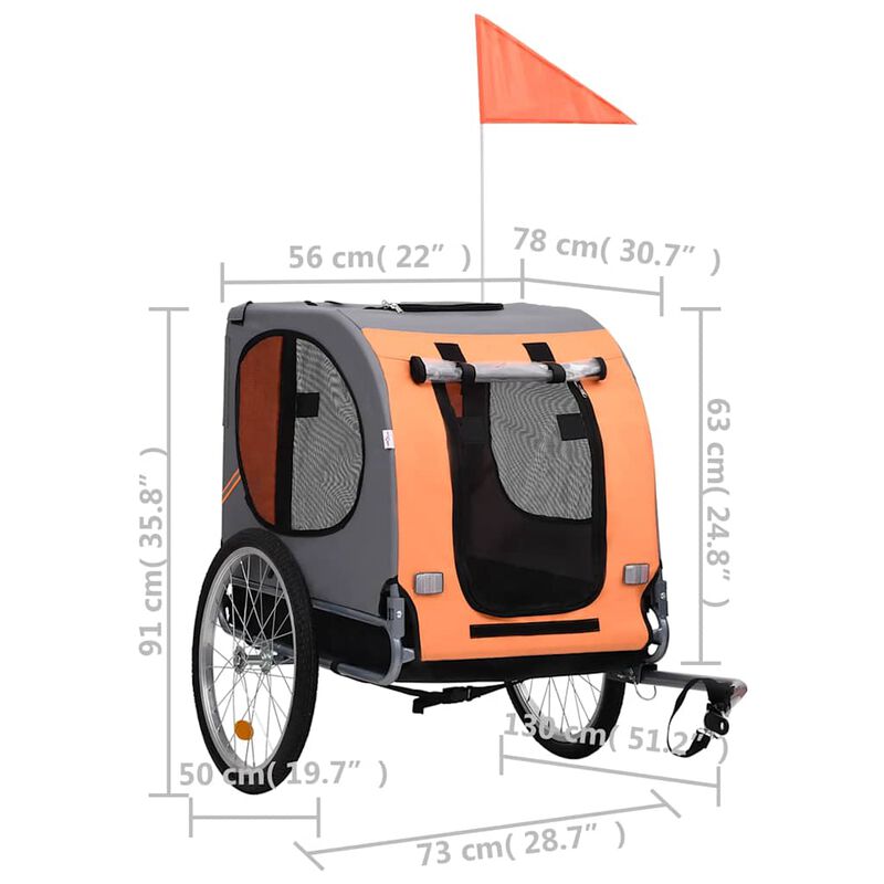 Pet Bike Trailer Orange and Gray