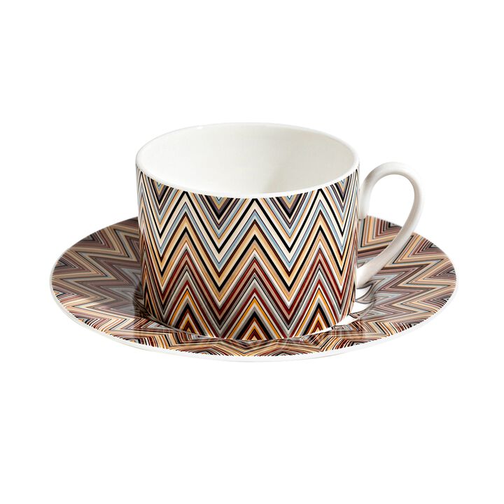 Tea Cup & Saucer ZIG ZAG JARRIS 148 Set of 2, cup diam. 3.35", H 2.36", saucer diam. 6.1"