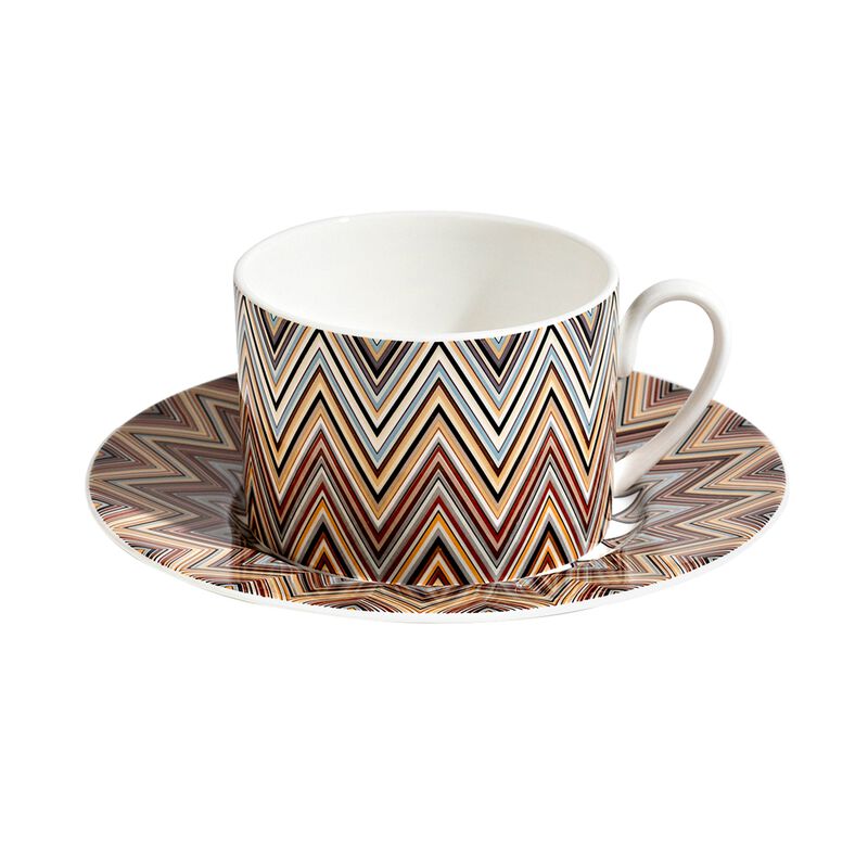 Tea Cup & Saucer ZIG ZAG JARRIS 148 Set of 2, cup diam. 3.35", H 2.36", saucer diam. 6.1" image number 1