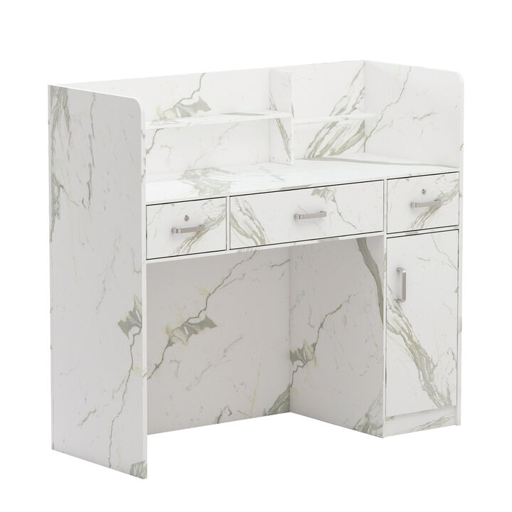 47.3 in. Rectangle Gray Wooden Console Table with 3-Drawers, Cabinet and Shelves Side Table for Entryway Hallway