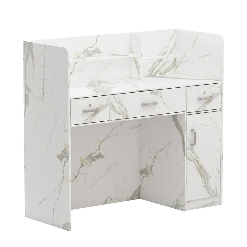 47.3 in. Rectangle Gray Wooden Console Table with 3-Drawers, Cabinet and Shelves Side Table for Entryway Hallway