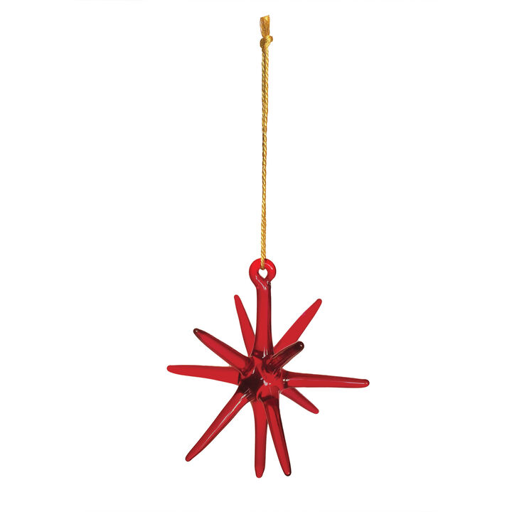 Handblown Red Glass Star Ornament