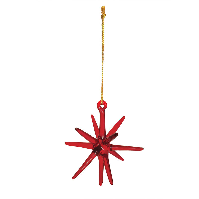 Handblown Red Glass Star Ornament image number 0