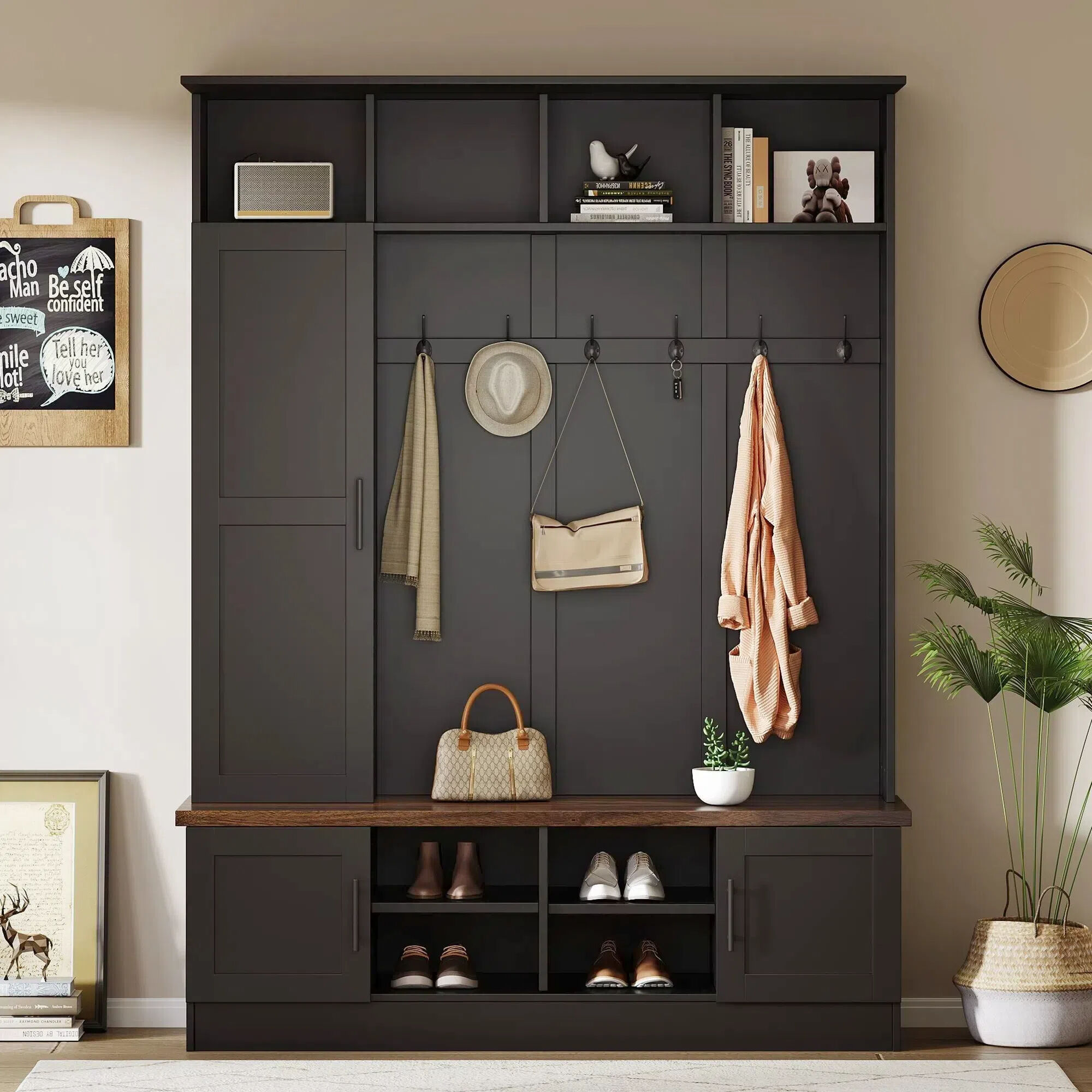 Merax Versatile Entryway Hall Tree with Storage Bench